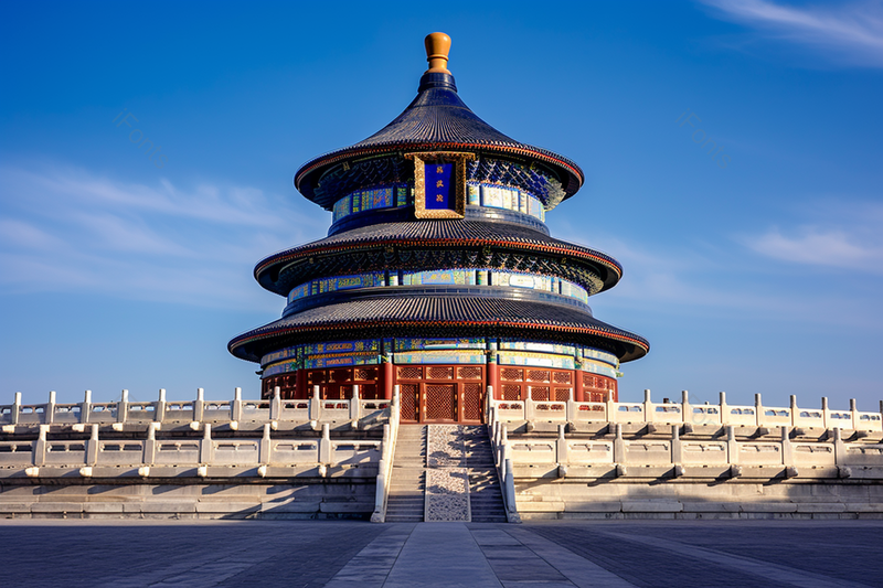 蓝天白云下北京地标古建筑天坛风景摄影图,高清,摄影图,摄影图片,图片大全,摄影图免费下载